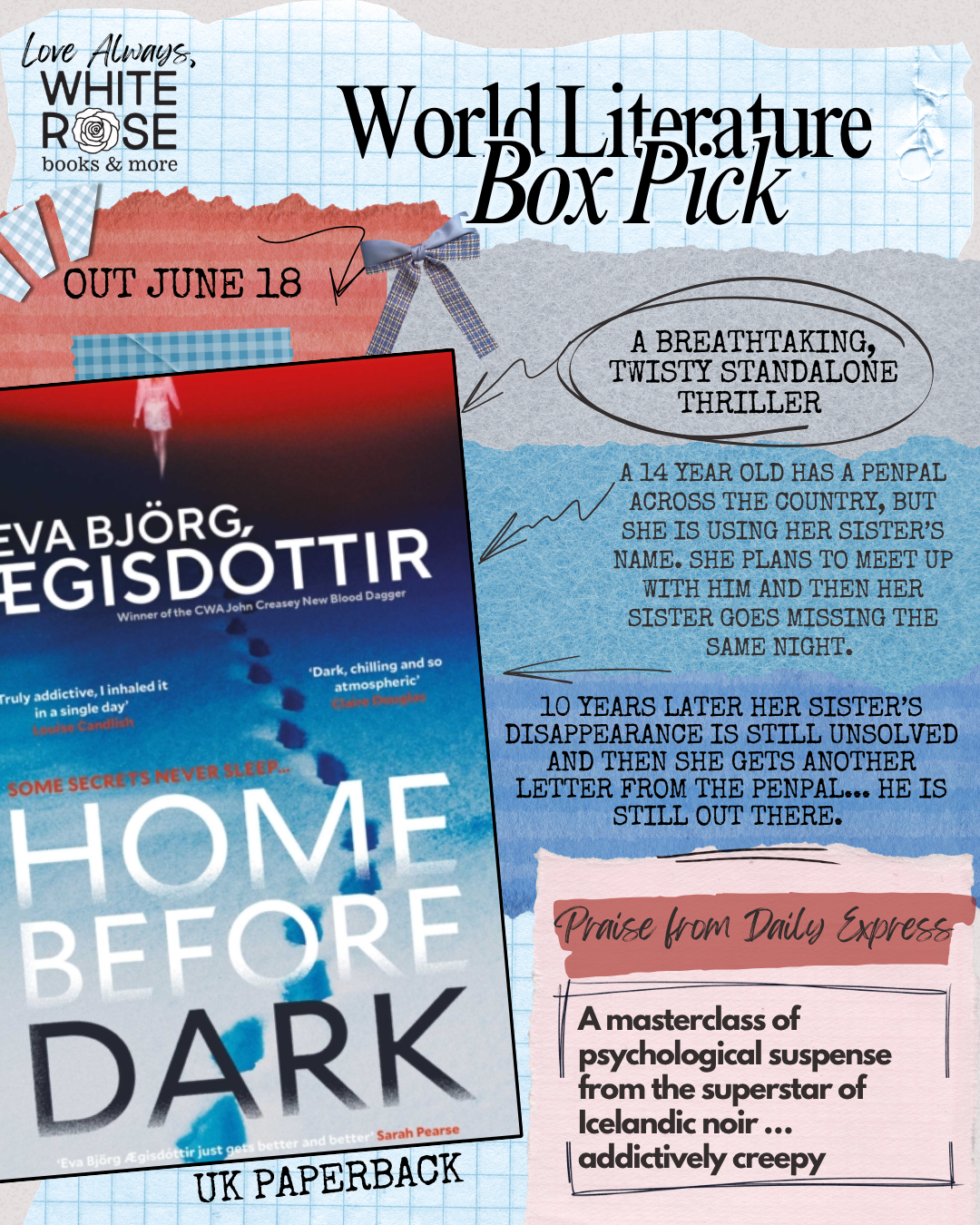 World Literature Subscription Box: JUNE SELECTION: Home Before Dark by Eva Björg Ægisdóttir, Victoria Cribb (Translated by)