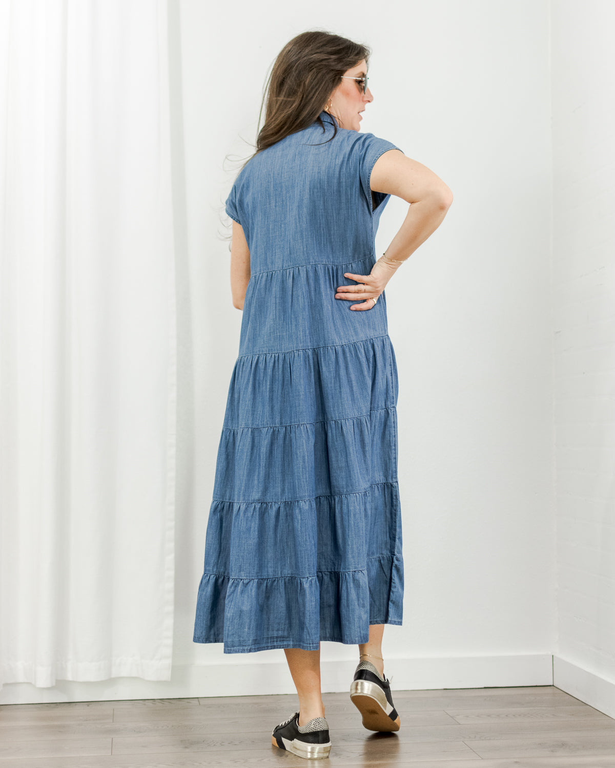 Chambray Tiered Dress