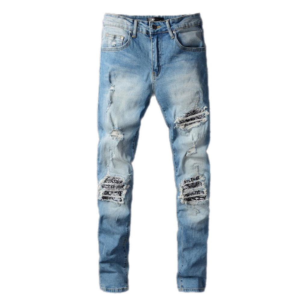 Street Style Denim Pants | Ripped Blue Design | Kallistii